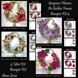 Gorgeous Flowers On Golden Frame Bumper kit 4