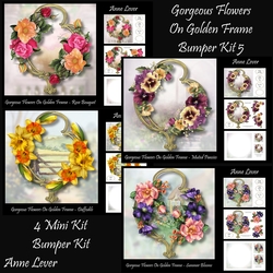 Gorgeous Flowers On Golden Frame Bumper kit 5