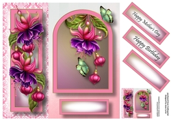 Floral Arched Frame - Fuschia 8x8