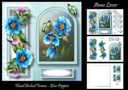 Floral Arched Frame - Blue Poppies