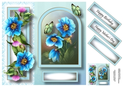 Floral Arched Frame - Blue Poppies 8x8