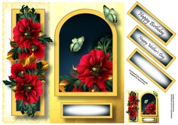 Floral Arched Frame - Poppies 8x8