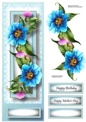 Floral Lge DL - Blue Poppies