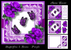 Butterflies & roses - Purple