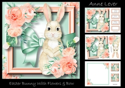 Easter Bunny With Flowers & Bow