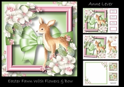 Easter Fawn With Flowers & Bow