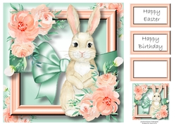 Easter Bunny With Flowers & Bow 8x8
