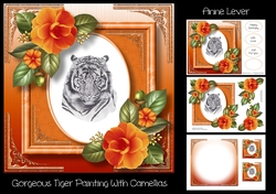 Gorgeous Tiger Painting With Camellias