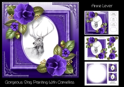 Gorgeous Stag Painting With Camellias