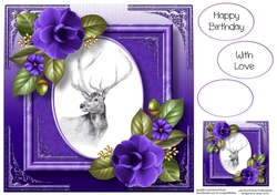 Gorgeous Stag Painting With Camellias 8x8