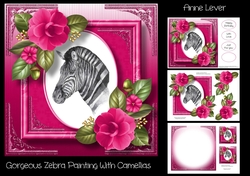 Gorgeous Zebra Painting With Camellias