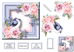 6x6 Floral Bird 1