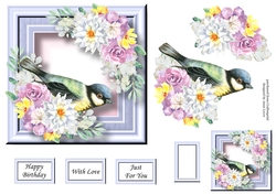 6x6 Floral Bird 2