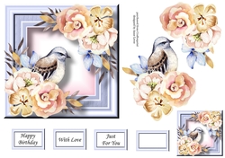 6x6 Floral Bird 3