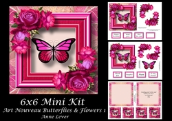 6x6 Art Nouveau Butterflies & flowers 1