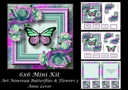 6x6 Art Nouveau Butterflies & flowers 3