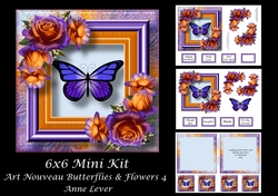 6x6 Art Nouveau Butterflies & flowers 4