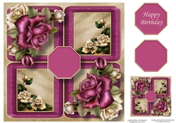 Floral Quad Frame - Antique Roses 8x8