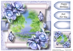 Floral Parchment Scroll 1 8x8