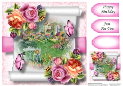 Floral Parchment Scroll 8 8x8