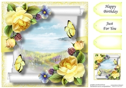 Floral Parchment Scroll 7 8x8