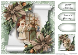 Vintage Christmas Parchment Scroll 2 8x8