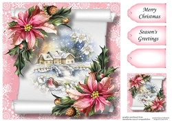 Vintage Christmas Parchment Scroll 5 8x8