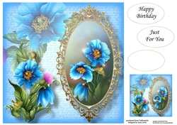 The Framed Blue Poppies 8x8
