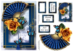 Floral Fan Yellow Roses A5