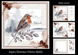 Sepia Christmas Winter Robin