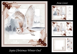 Sepia Christmas Winter Owl