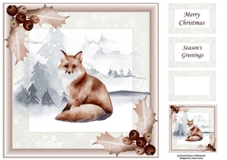 Sepia Christmas Winter Fox 8x8