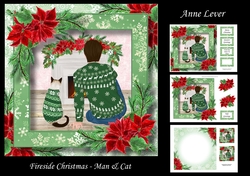 Fireside Christmas - Man & Cat