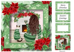 Fireside Christmas - Lady & Cat 8x8