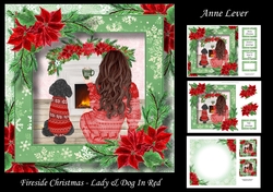 Fireside Christmas - Lady & Dog In Red