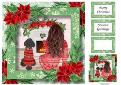 Fireside Christmas - Lady & Dog In Red 8x8