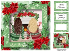 Fireside Christmas Couple - Woman & Woman 8x8