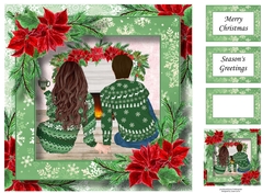 Fireside Christmas Couple - Man & Woman 8x8