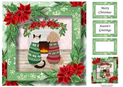 Fireside Christmas Pets - Cat & Dog 8x8