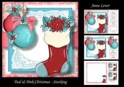 Teal & Pink Christmas - Stocking