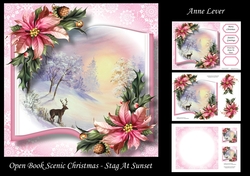 Open Book Scenic Christmas - Stag At Sunset