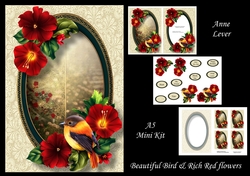 Beautiful Bird & Rich Red Flowers