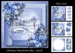 Christmas Monochrome Blue - Church