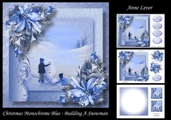 Christmas Monochrome Blue - Building A Snowman