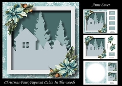 Christmas Faux Papercut Cabin In The Woods