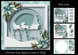 Christmas Faux Papercut Santa & Sleigh