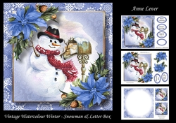Vintage Watercolour Winter - Snowman & Letter Box