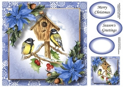 Vintage Watercolour Winter - Birds & Birdhouse 8x8