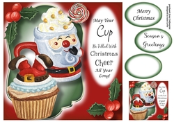 Christmas Hot Choc & Cupcake - Santa 8x8