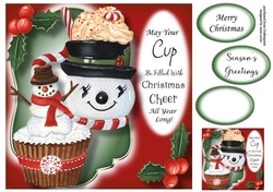 Christmas Hot Choc & Cupcake - Snowman 8x8